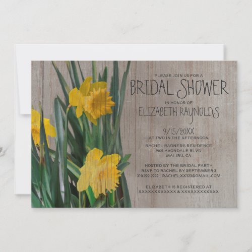 Rustic Daffodils Bridal Shower Invitations