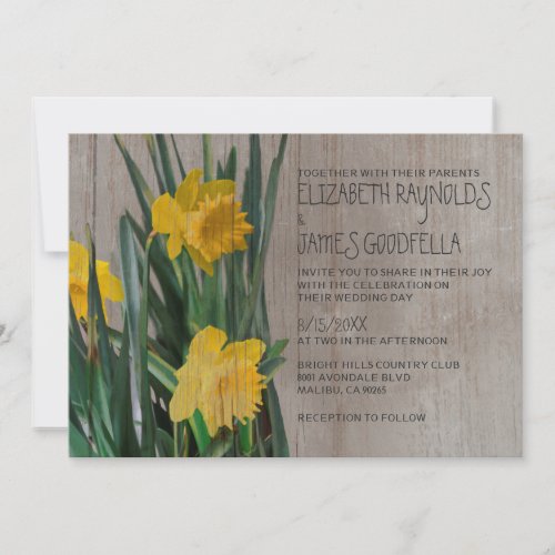 Rustic Daffodils Wedding Invitations