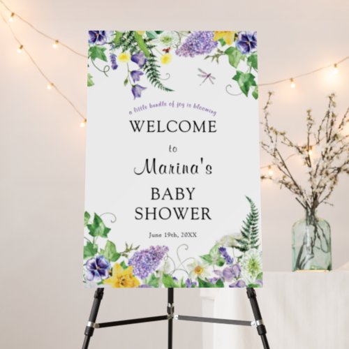 Rustic Daffodils  Wildflowers Baby Shower Welcome Foam Board