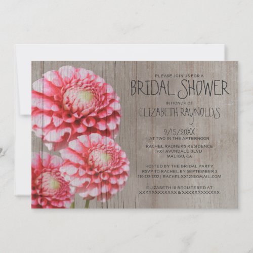 Rustic Dahlia Bridal Shower Invitations