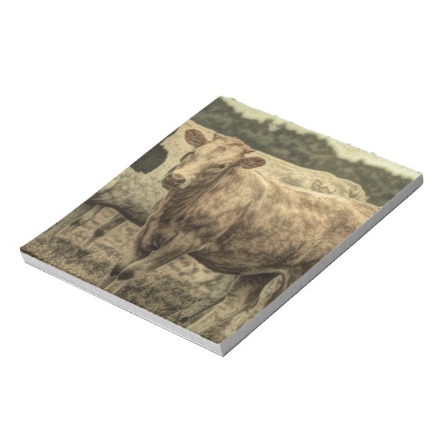 Rustic Dairy Farm Animal Brown Swiss Cow Notepad (Rotated)