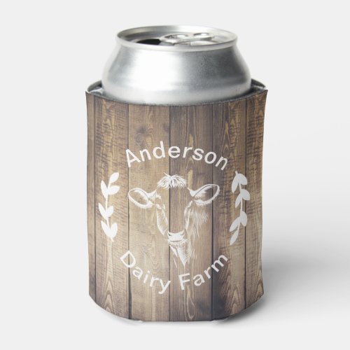 Rustic Dairy Farm Cow  Barn Wood Can Cooler