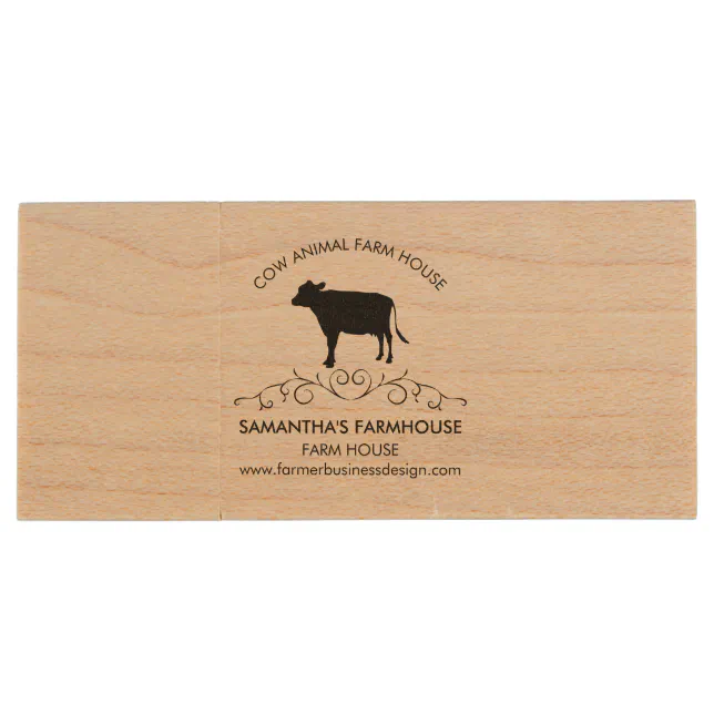 Rustic Dairy Farm Cow Silhouette Wood Flash Drive | Zazzle