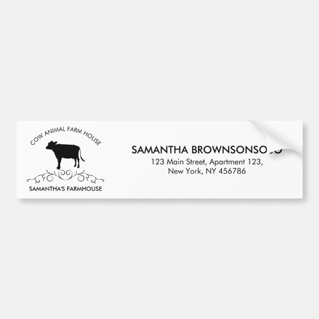 Rustic Dairy Farm Design | Ornate Cow Logo Bumper Sticker