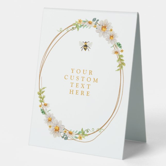 Rustic Daisies & Bee Bridal Shower Custom Table Tent (Front)