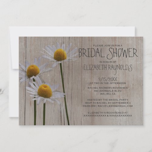Rustic Daisies Bridal Shower Invitations