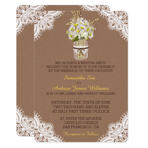 Burlap And Lace Wedding Invitations Rustic Wedding Invitations