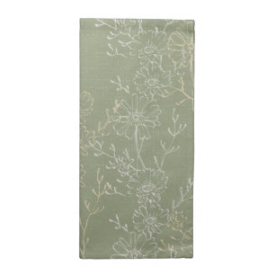 Rustic Daisies on Sage Green, Botanical Luxury Cloth Napkin