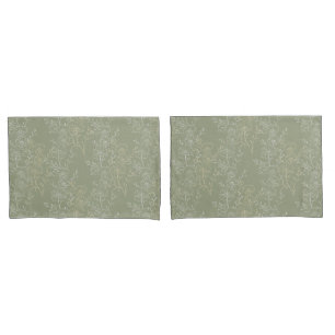 Rustic Daisies on Sage Green, Botanical Luxury Pillow Case