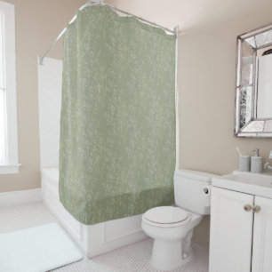 Rustic Daisies on Sage Green, Botanical Luxury  Shower Curtain