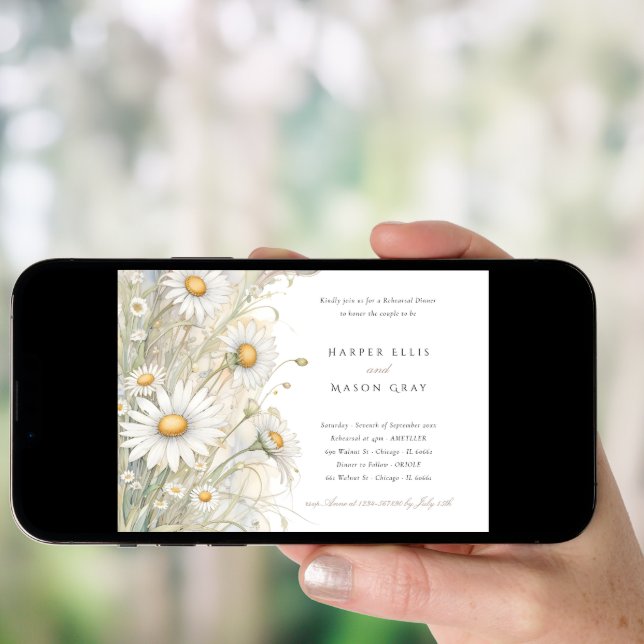 Rustic Daisies Rehearsal Dinner Invitation (Front Digital)
