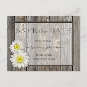 Rustic Daisies Save The Date Postcard by PMCustomWeddings at Zazzle