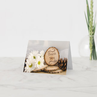 Rustic Daisies Woodland Wedding Thank You Card