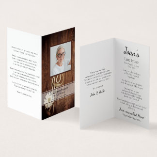 Rustic Daisy and Horse Bit Funeral Memorial Prayer Business Card