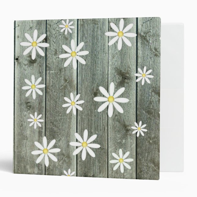 Rustic Daisy Barn board 3 Ring Binder (Front/Inside)