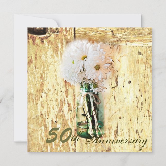 rustic daisy barn country 50th wedding anniversary invitation (Front)