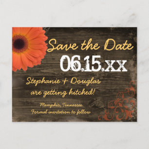 Rustic Daisy Barn Wood Save The Date Postcards