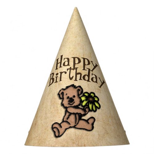 Rustic Daisy Bear Birthday Party Hat