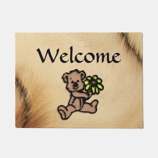 Rustic Daisy Bear Design Doormat (Front)