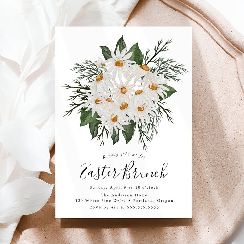 Rustic Daisy Bouquet Easter Brunch Invitation
