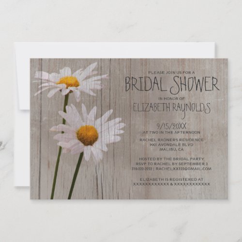 Rustic Daisy Bridal Shower Invitations