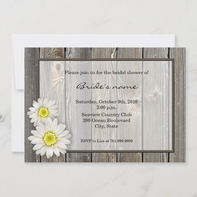 Rustic Daisy Bridal Shower Invitations (Front)