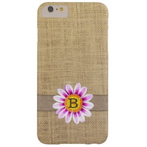 Rustic Daisy  Burlap Monogram iPhone 6 Plus Case