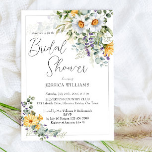 Rustic daisy country flowers bridal shower invitation