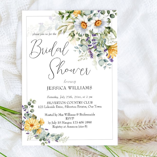 Rustic daisy country flowers bridal shower invitation (Creator Uploaded)