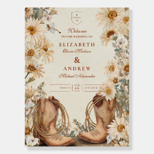 Rustic Daisy Cowgirl Boots Wedding Foam Board