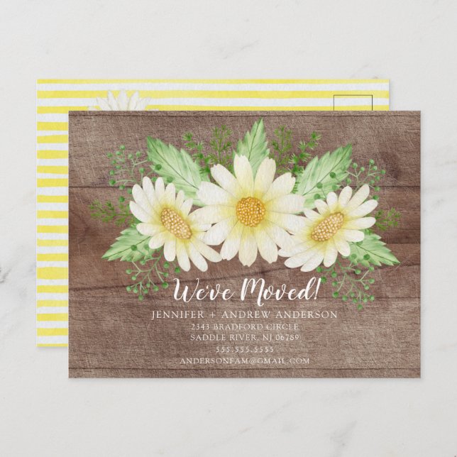 Rustic Daisy Floral Moving Announcement (Front/Back)