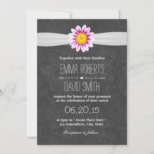 Rustic Daisy Flower Chalkboard Wedding Invitations 5" X 7" Invitation Card