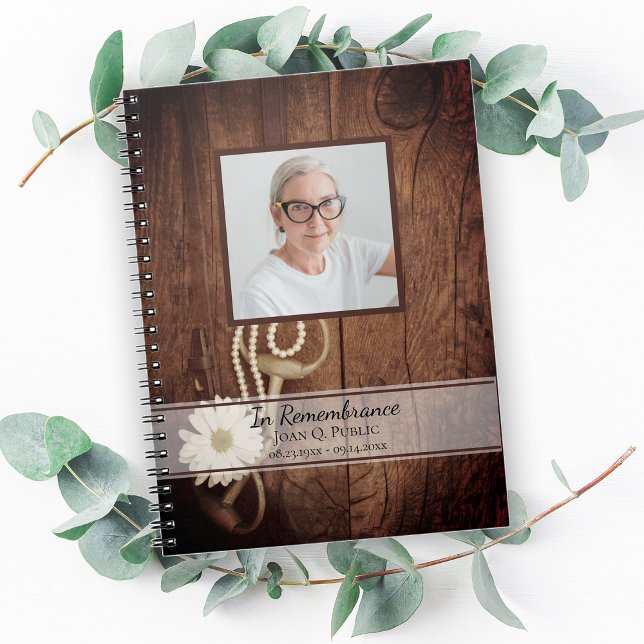 Rustic Daisy Horse Bit Funeral Memorial Guest Book (Creator Uploaded)