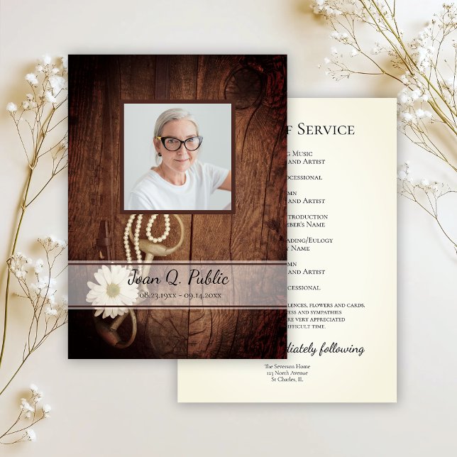 Rustic Daisy Horse Bit Western Funeral Service Program (Creator Uploaded)