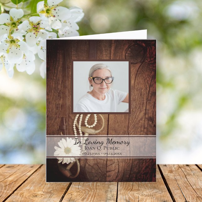 Rustic Daisy Horse Bit Western Funeral Sympathy Thank You Card (Creator Uploaded)