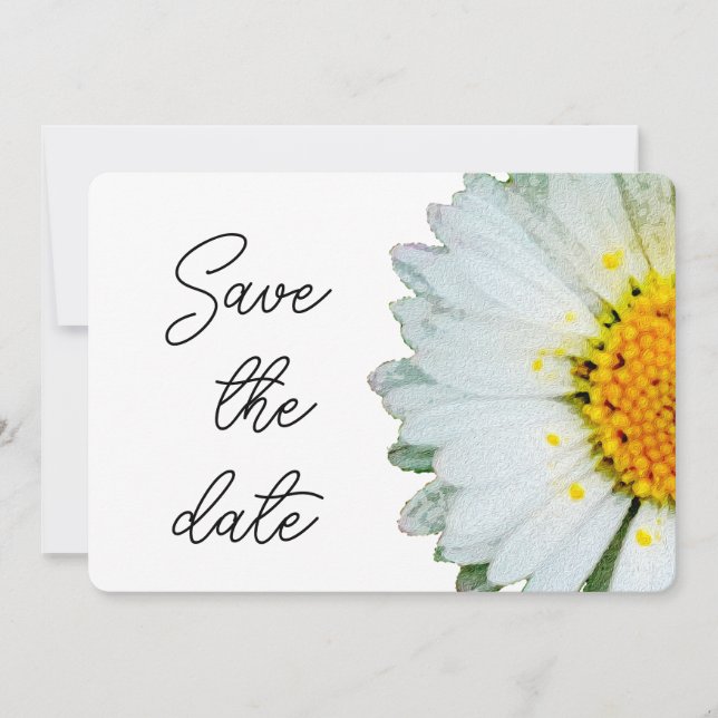 Rustic Daisy Summer Wedding Save the date (Front)