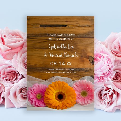 Rustic Daisy Trio Barn Wedding Save the Date