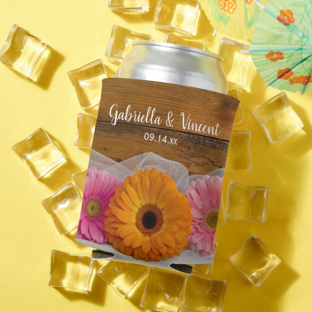 Rustic Daisy Trio Country Barn Wedding Favors Can Cooler (In Situ Summer)