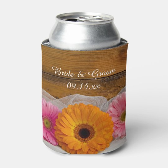 Rustic Daisy Trio Country Barn Wedding Favors Can Cooler Zazzle Com