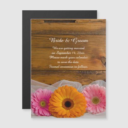 Rustic Daisy Trio Country Wedding Save the Date Magnetic Invitation