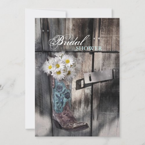 rustic daisy western country cowboy bridal shower invitation