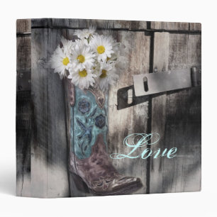 rustic daisy western country cowboy wedding 3 ring binder
