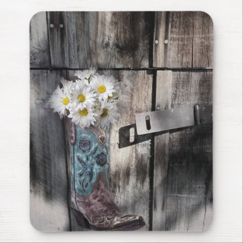 rustic daisy western country cowboy wedding mouse pad