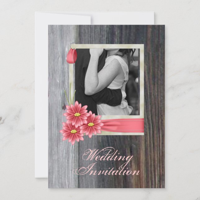 rustic daisy western country wedding invitation (Front)