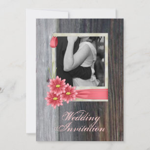 rustic daisy western country wedding invitation