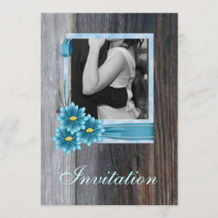 rustic daisy western country wedding invitation