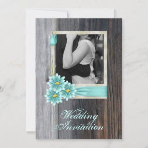 rustic daisy western country wedding invitation