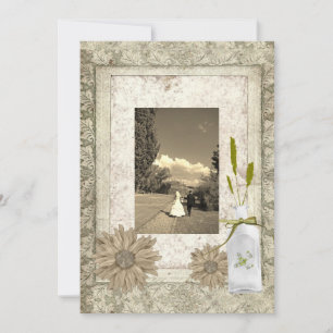 rustic daisy western country wedding invitation