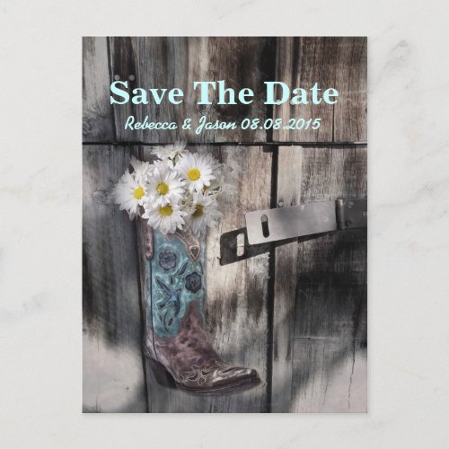 rustic daisy western country wedding save the date announcement postcard