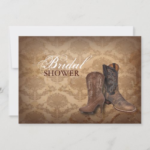 rustic damask cowboy Western bridal shower Invitation